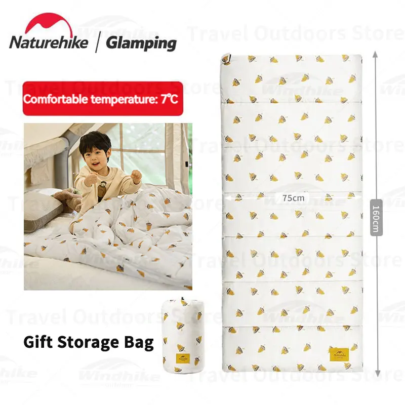 

Спальный мешок Naturehike, 7 ℃, сохраняющий тепло, для кемпинга, тип конверта, детский хлопковый спальный мешок, удобный, для путешествий на открытом воздухе, 1,35 k