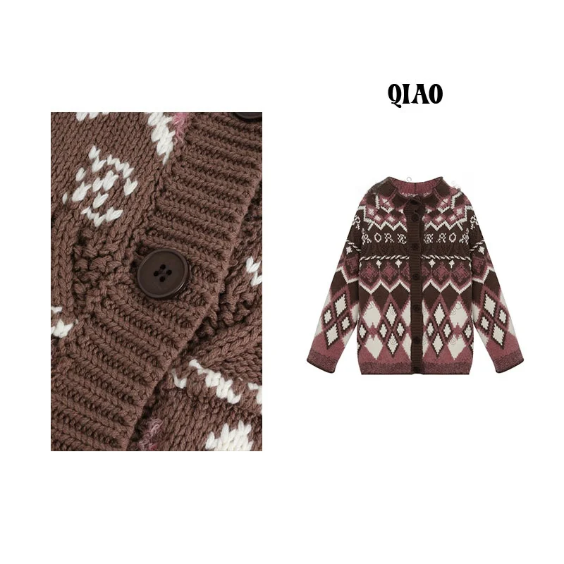 

Exquisite Color Blo Fair Isle Pattern Thi Large Sweater Autumn Winter New Sle Xie iny Silk-Like Knitwear