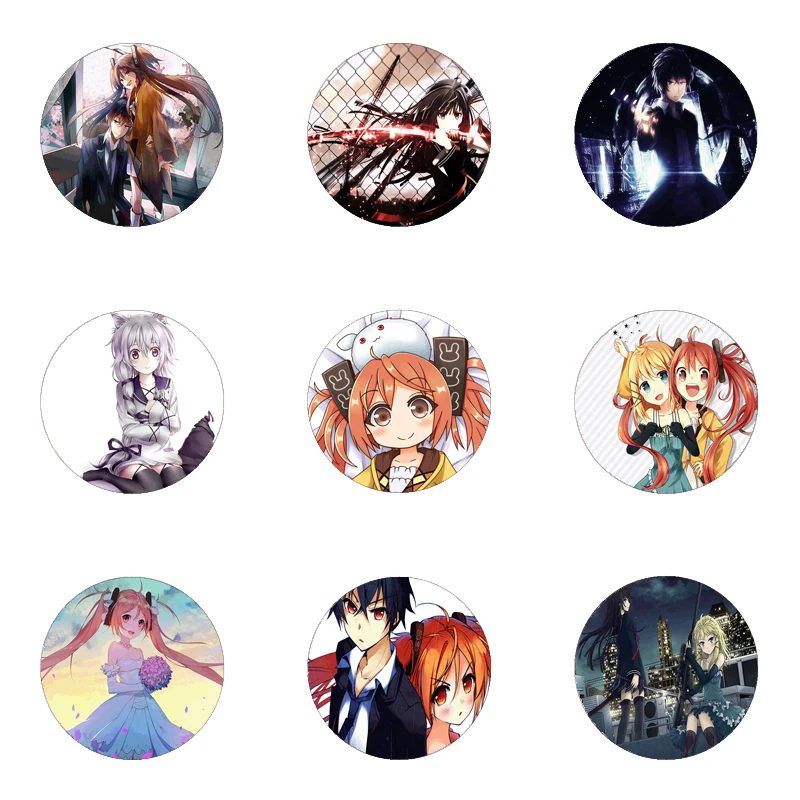 18 Style Anime Black Bullet Cosplay Badge Kisara Tendo Brooch Pins for Women Enju Aihara Backpack Decoration Rentaro Satomi