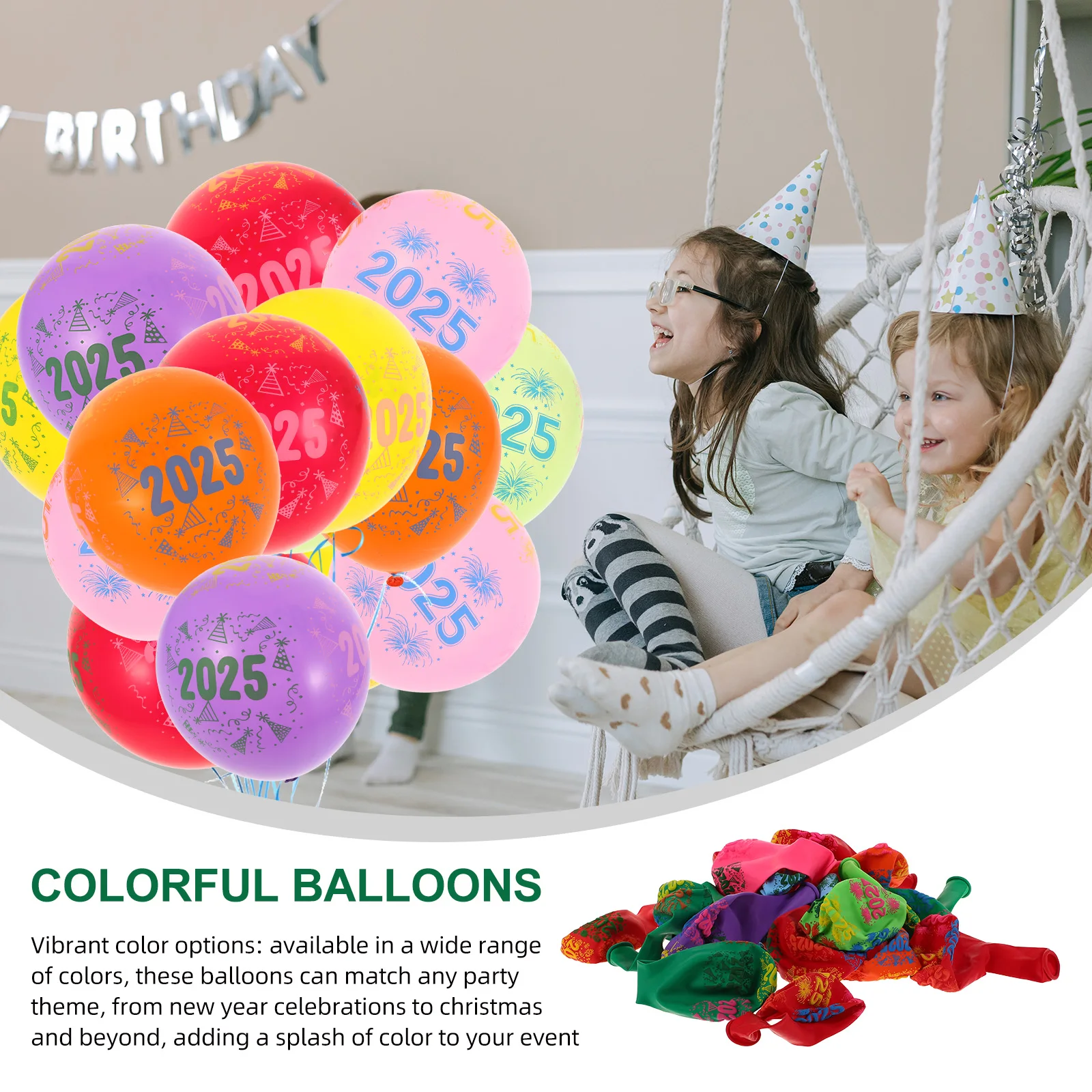 

100pcs 2025 Chinese New Year Latex 12 Inch Lunar New Year Colorful Balloons Assorted Colors Party Decorations Happy Birthday