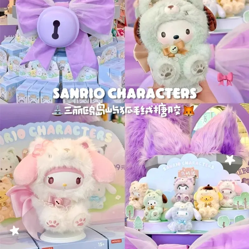 

Новый натуральный Sanrio Hello Kitty Kuromi Cinnamoroll Fox Island Series, виниловый мультяшный орнамент, фигурка, подарки на день рождения, слепая коробка, игрушки