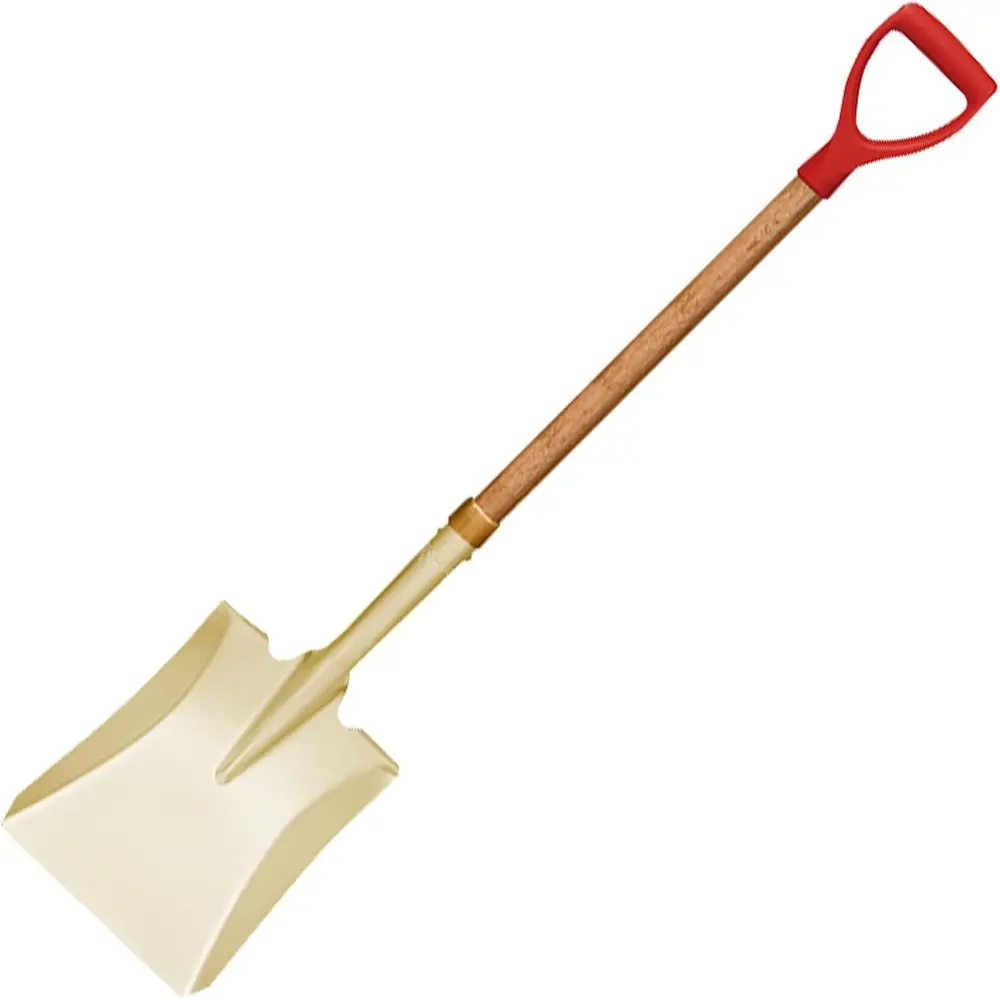

Aluminum Bronze Non-Sparking Square Shovel, 1080mm Long, Straight Neck, 43 Wooden Handle, D-Grip, DIN Certified, BAM & FM Approv