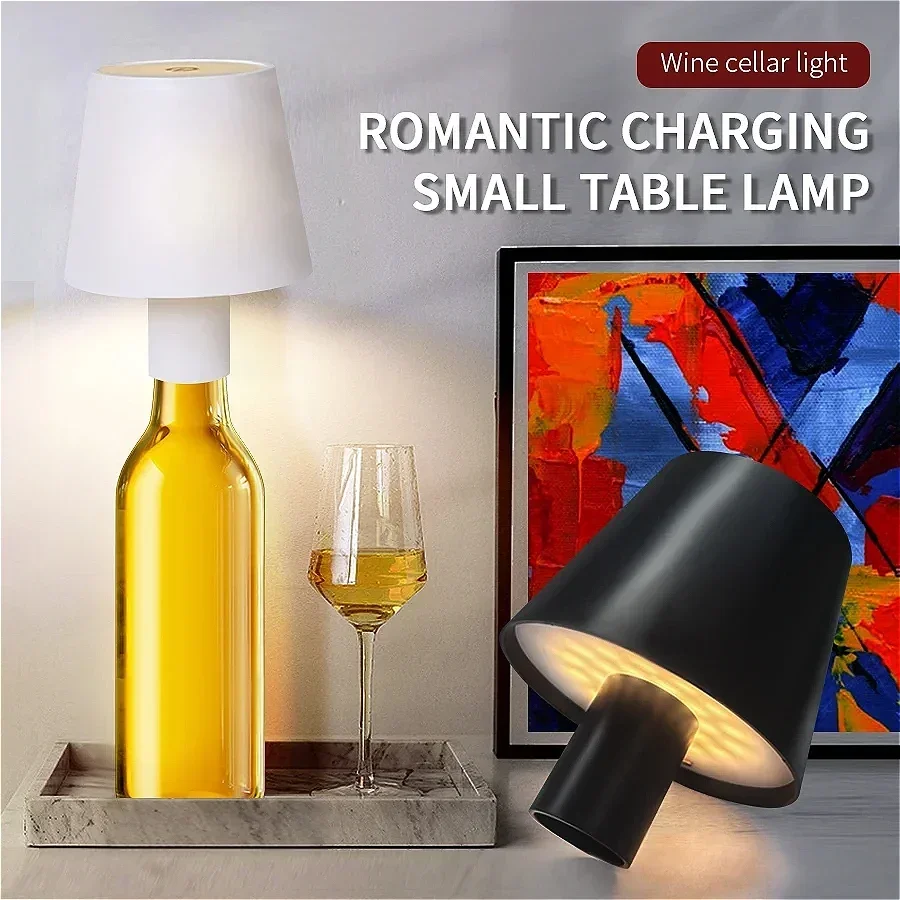 โคมไฟตั้งโต๊ะรูปขวดไวน์ LED สร้างสรรค์ พร้อมเซ็นเซอร์สัมผัส ไฟกลางคืน DIY สำหรับห้องนอน ห้องนั่งเล่น ห้องทำงาน ไฟตกแต่ง