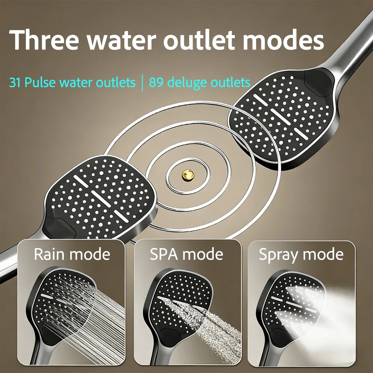Simple home use large panel handheld shower head with high pressure and multiple settings suitable for travel and portability