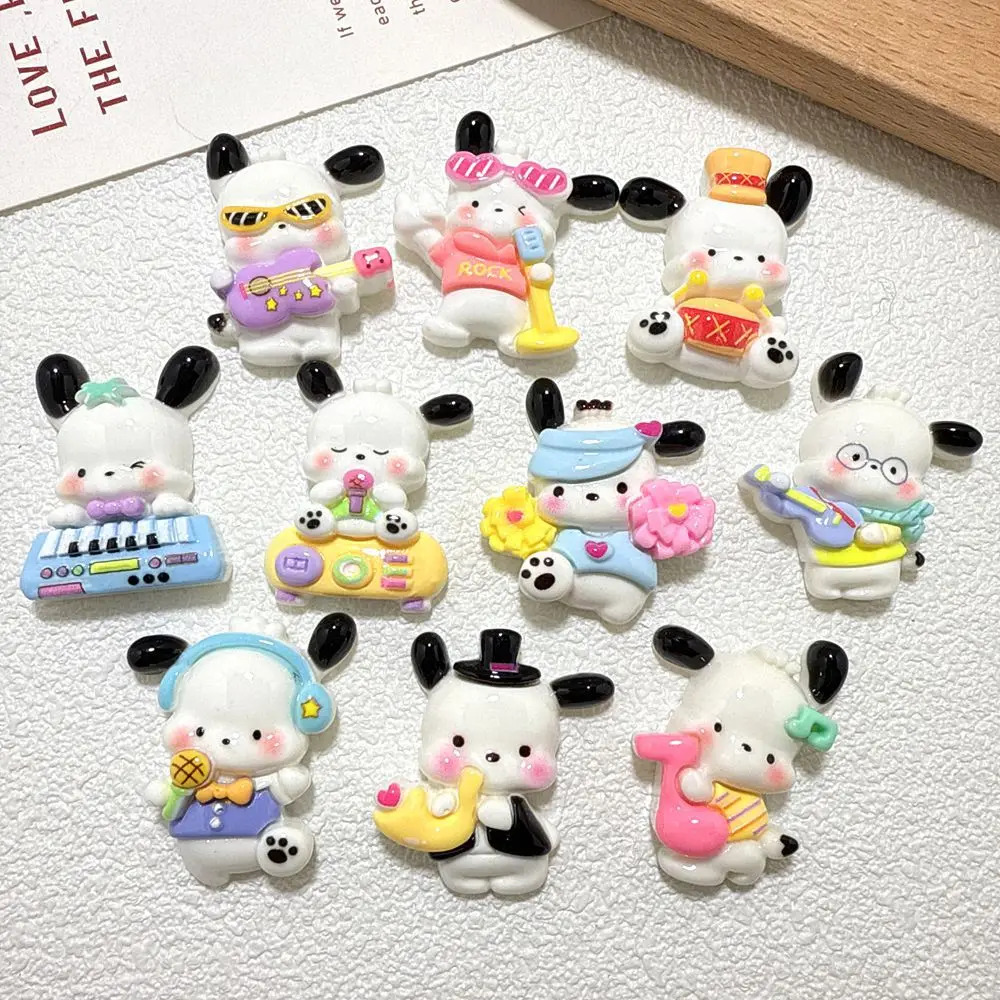 

Resin Cartoon Kawaii Dog with Musical Instruments Flatback Cabochons DIY Craft Supplies for Scrapbooking Phone Case Decor Bulk