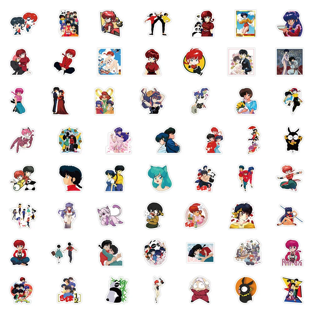 50 sztuk Cartoon Ranma Anime naklejki naklejki wodoodporne motocykl Laptop deskorolka samochód rower naklejka dekoracyjna dzieci klasyka zabawki