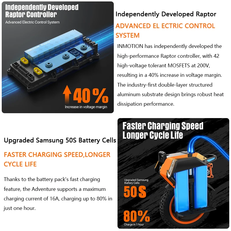 Inmotion V14 Electric Unicycle - 70 km/h, 2400Wh, 16-inch