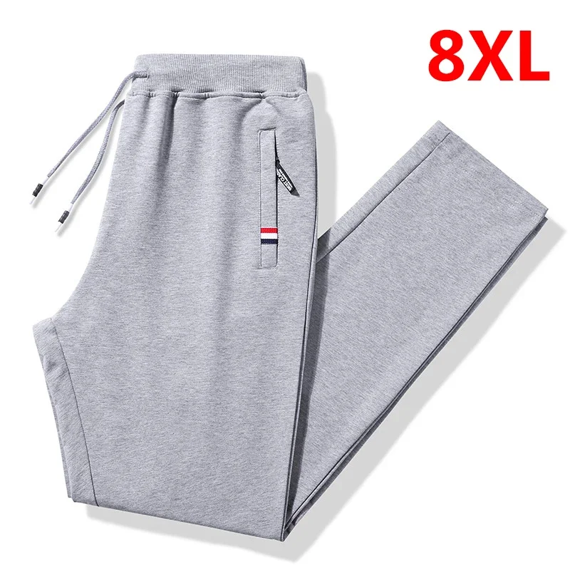 Pantalones de chándal informales para hombre, Pantalón de algodón elástico, talla grande 8XL, Color sólido, a la moda, HX486