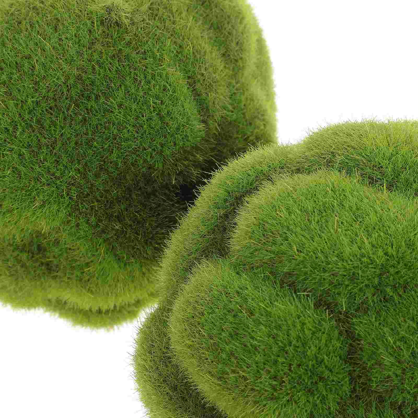 2pcs Decorative Glass Bowl Moss Balls Faux Moss Decorative Balls For Indoor Layout Decor