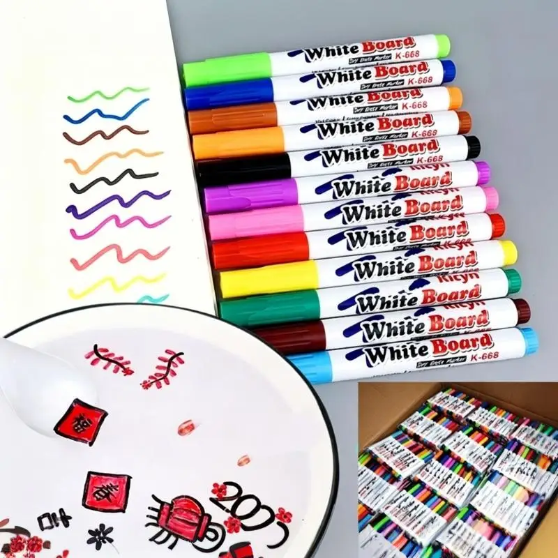 8/12Pcs Non-Toxic Magical Water Floating Markers Kids Educational DIY Art Crafts Toys for Preschool Activities