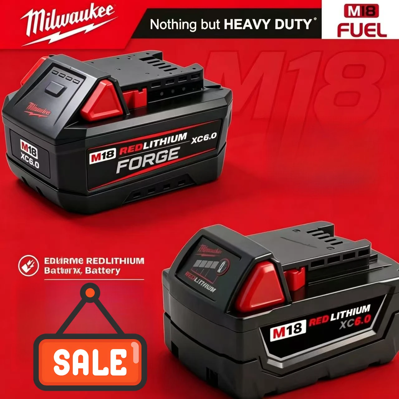

Latest Milwaukee Red Lithium FORGE XC 6.0/8.0Ah Battery, 48-11-1860 48-11-1850 Professional Power Supply Battery for Tools