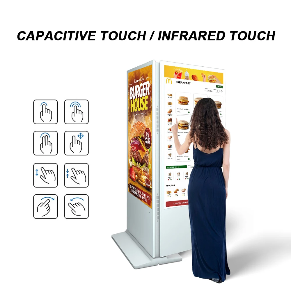 Double Sided LCD Commercial Display Menu Board Indoor Floor Standing Digital Signage 49 Inch Vertical Advertising Machine Poster