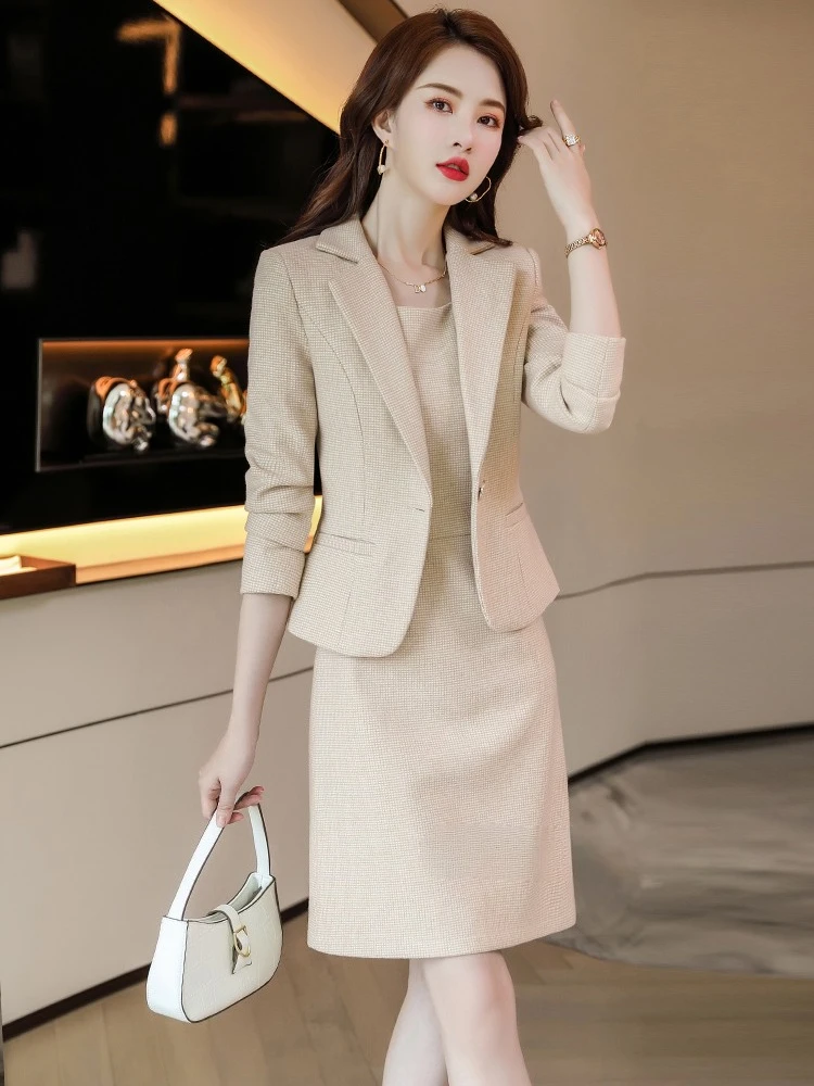 

Spring and Autumn Long Sleeve Professional Women's Suit Jacket Formal Elegant Commuting Workwear Slim Fit Fashion Set