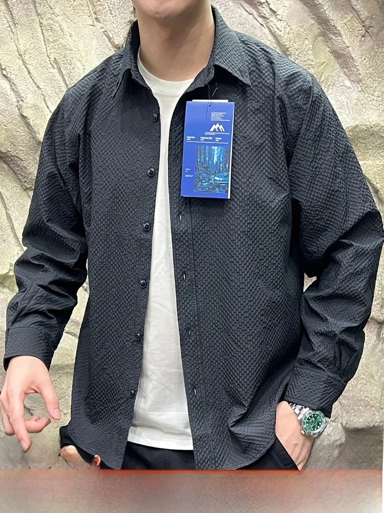 

Men's Casual Long Sve Bubble irt Breathable Outdoor High Street Sle Polyester Fiber Spring Autumn Season Zero Prure...