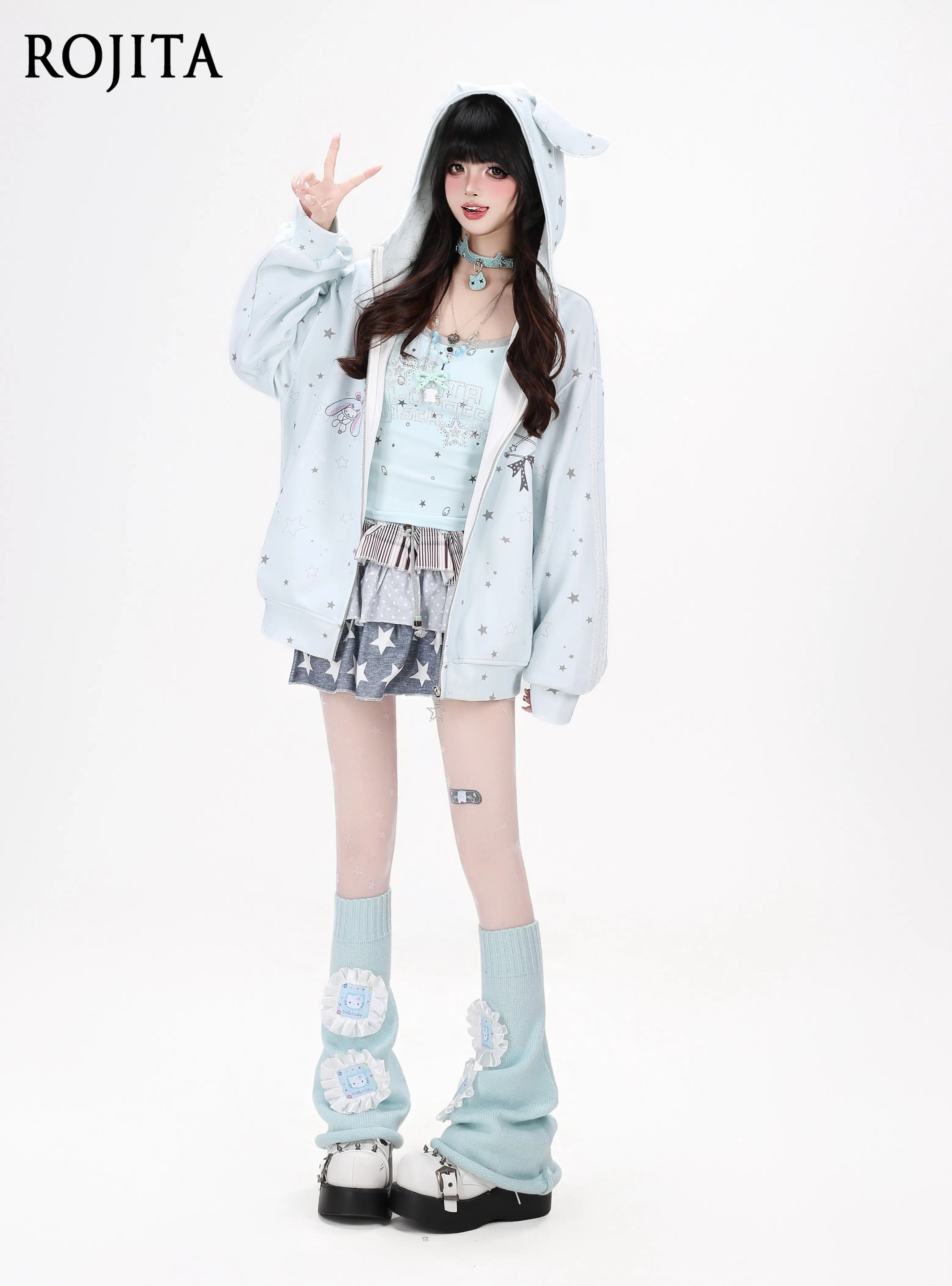 Early Autumn 2026 New Sweet and Cool Rabbit Ear Hooded Coat Loose Cute Versatile Zipper Sweatshirt Jacket Women