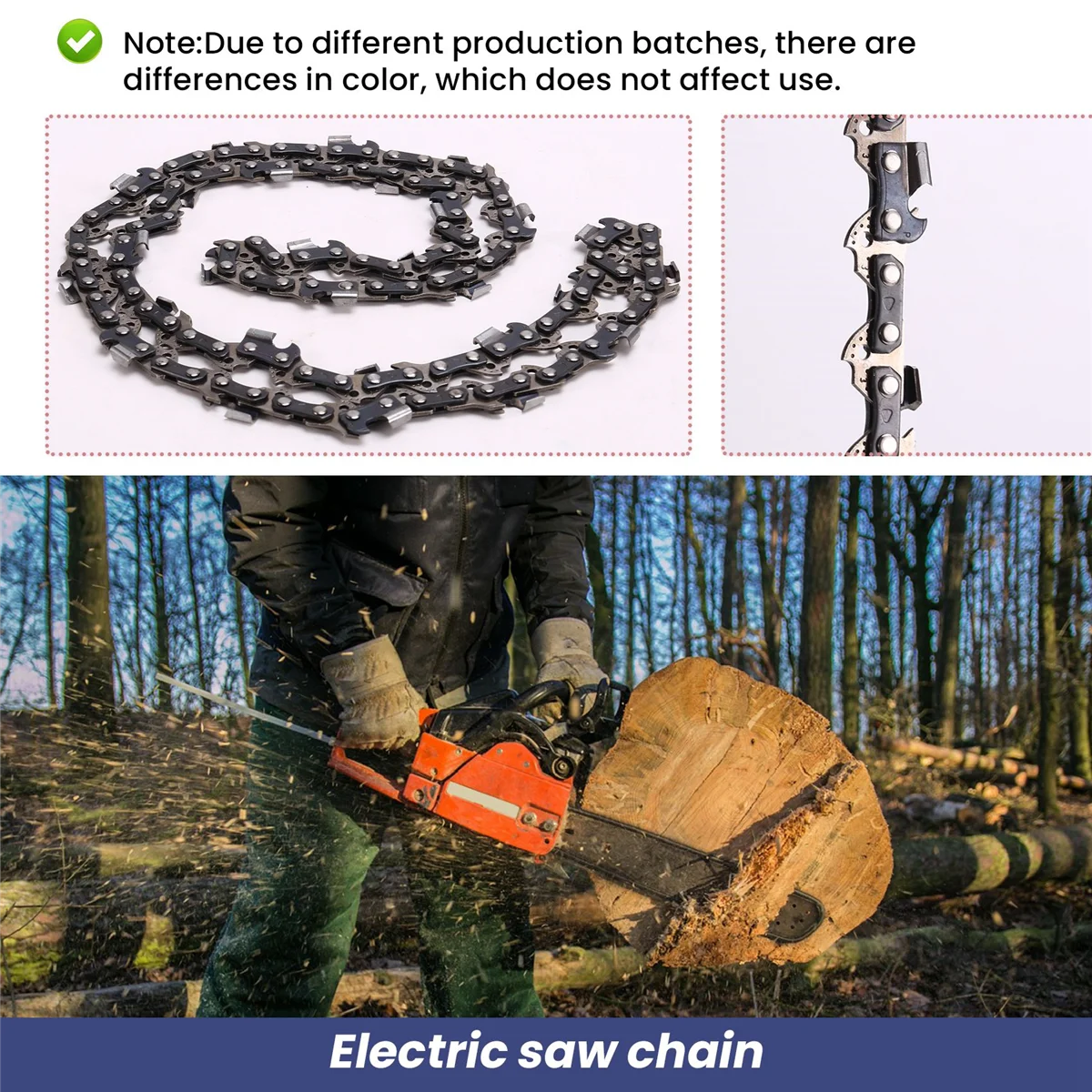 Pack of 2 Saw Chains 3/8 Inch 1.3 mm 57TG 40 cm (16 Inch) Replacement Chain for Various Chainsaws, Electric Chainsaws