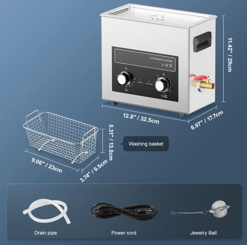 6L Electric Ultrasonic Cleaner with Heater Timer for Household for Lab Tools Metal Parts Carburetor Brass & Auto Engine Parts