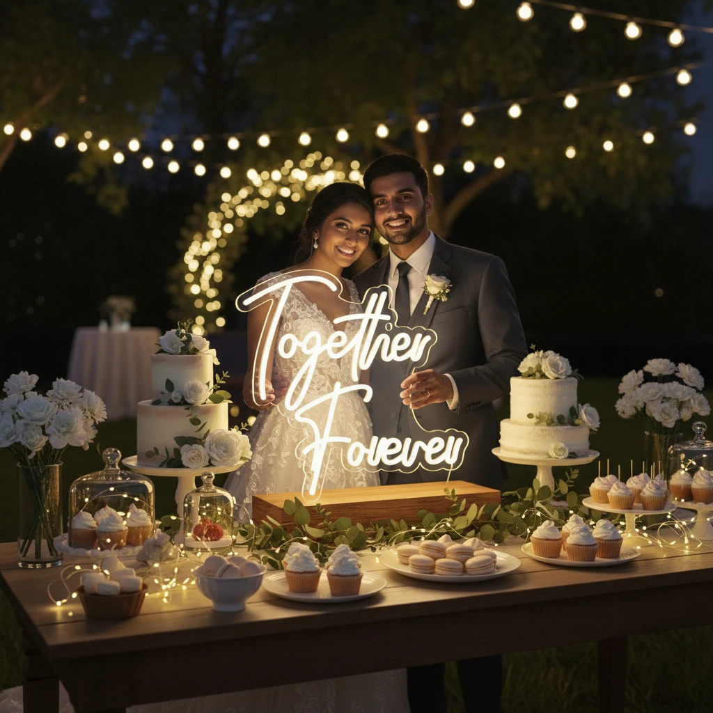 Together Forever Neon Sign Light for Wedding/Anniversary | Warm Glow LED Wall Acrylic Decor with Switch Wedding Keepsake Decor