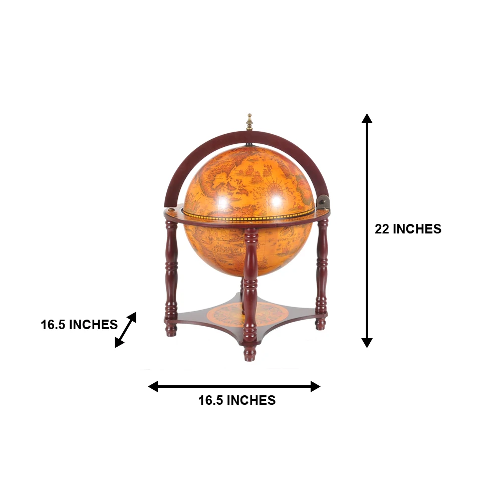 13-Inch red globe with 4-legged chess stand, retro-style home office decor