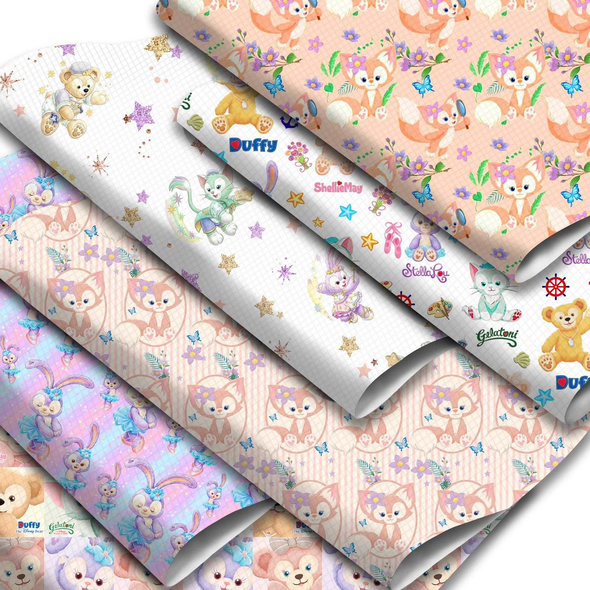 Disney Duffy Bear Stellaroo20*33cm Faux Leather Sheets Synthetic Fabric for Earring Bags Bow Jewelry Wallet DIY Craft