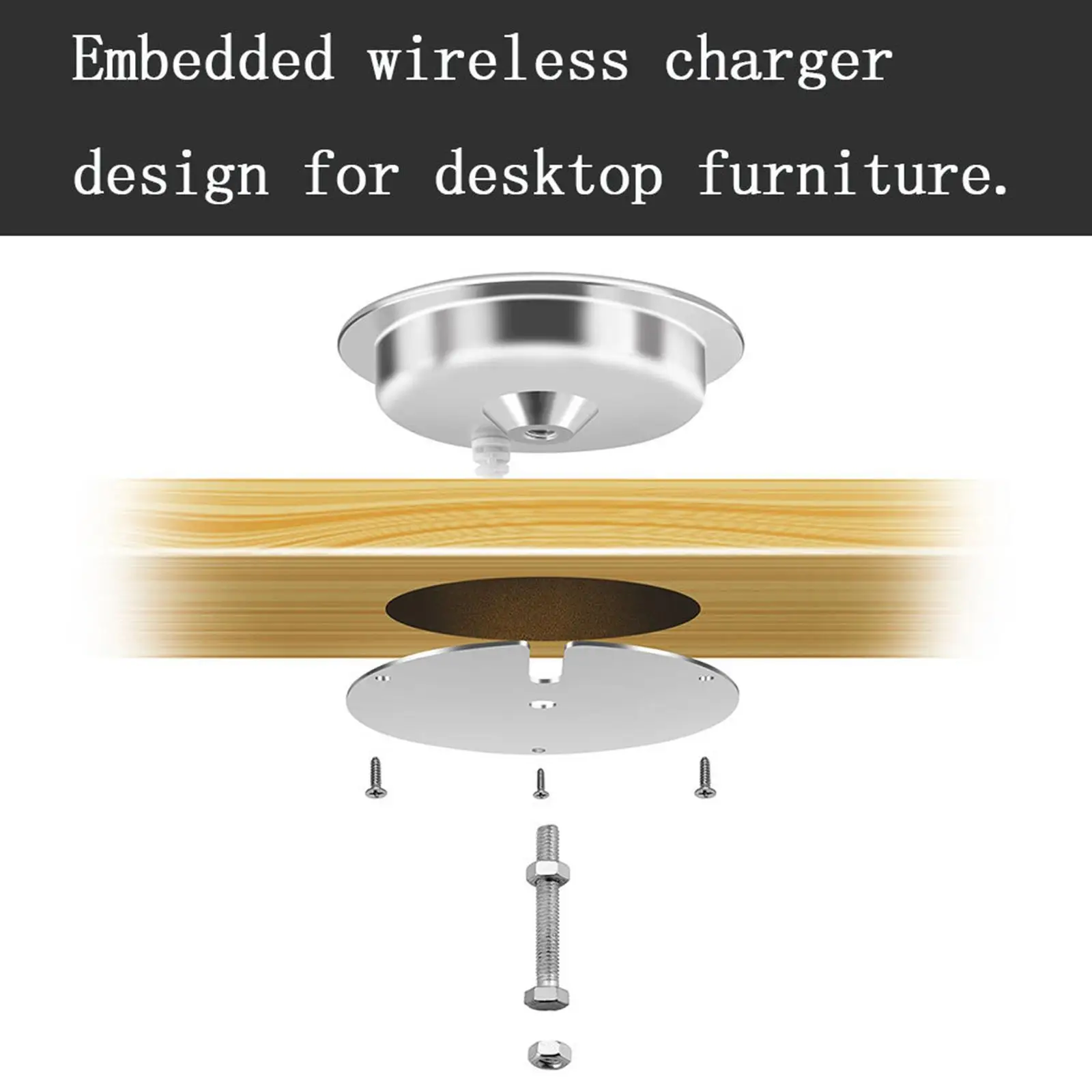 Embedded Wireless Charger Hidden Charging Base Fast Desktop Charging Station for Qi-support Mobile Phones Table Office Home