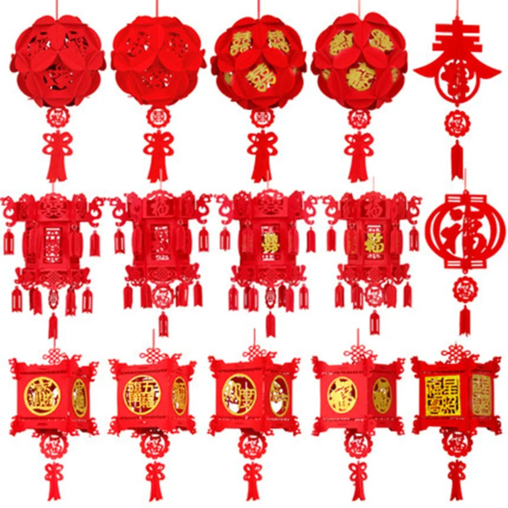 Chinese New Year Lantern DIY FU Character Red Lantern Hanging Ornaments for Lunar New Year Spring Festival Decor