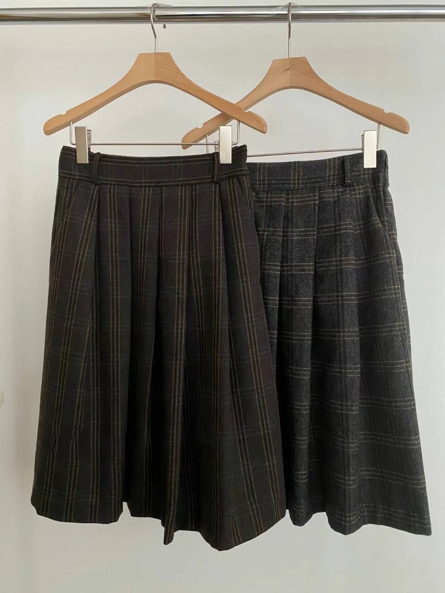 Gonna a trapezio scozzese retrò Street Sle SEI Gonna di lana a pieghe dimagrante Gonna casual versatile per le donne