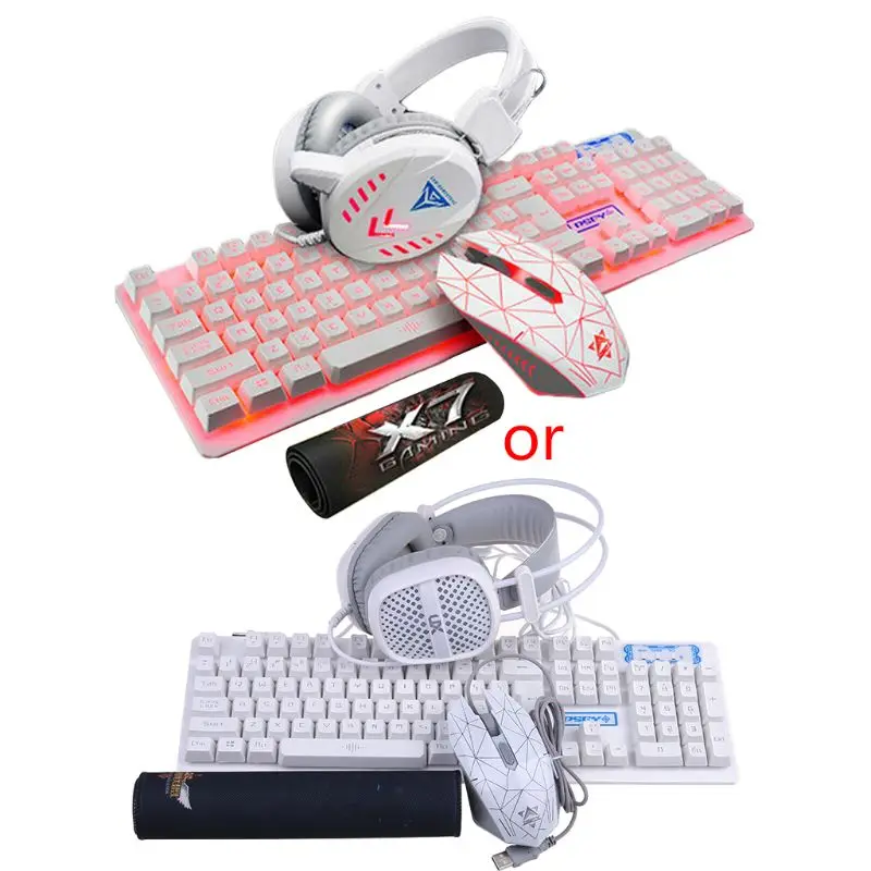 4 Pcs/Set Computer Keyboard Gaming Mouse Headphone Mouse Pad for Home Office