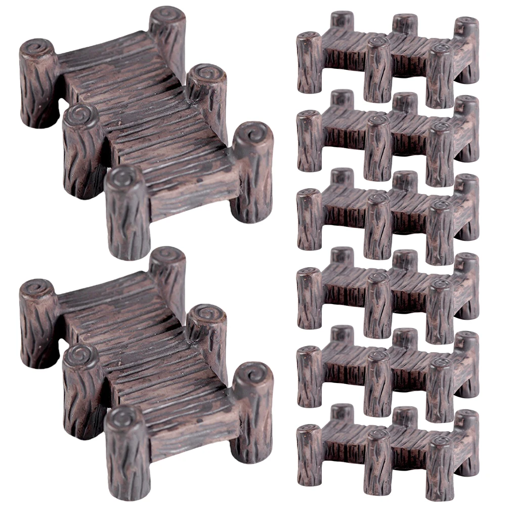 

8 Pcs Miniature Resin Bridge Model Vintage Wood Bonsai Garden Decor Micro L DIY Plant Pot nament Durable Material