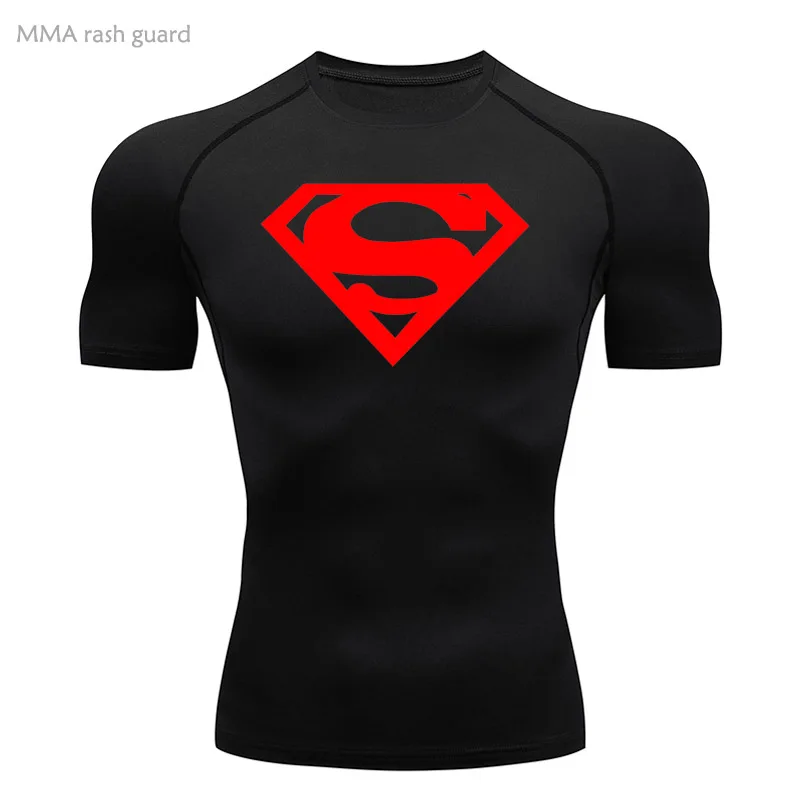 Camisa de compressão esportiva masculina manga curta secagem rápida verão fitness topo musculação camiseta correndo roupas de ginásio masculino