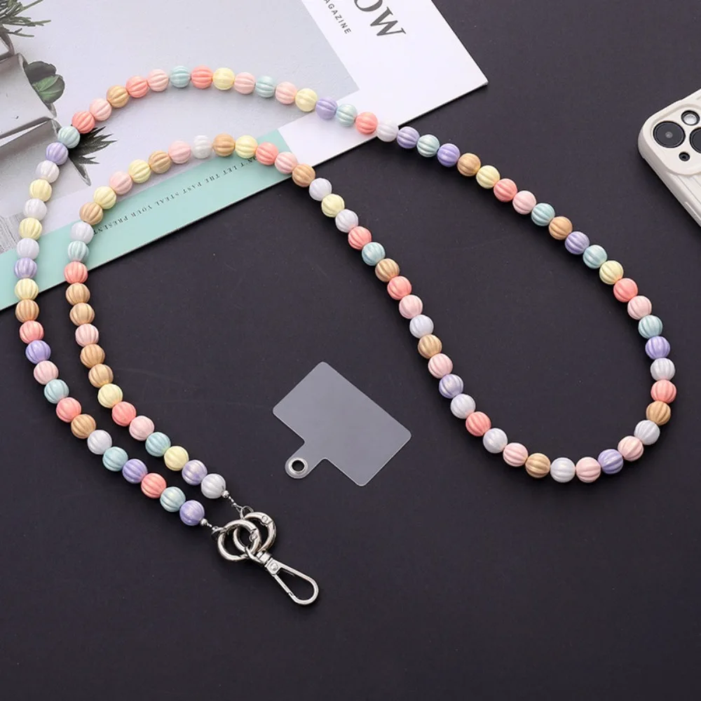 

Bag Chain Beads Crossbody Phone Strap Flower Charm Mobile Phone Lanyard Candy Color Long Phone Neck Straps Phone Case Hanging
