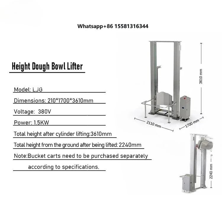 Industrial Dough Production Machine Dough Bowl Hoist Flour Mill Dough Mixer Bakery Bowl Lifter