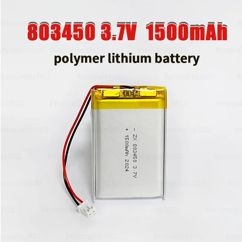 3.7V 1500mAh 803450 Bateria Lipo Baterie litowo-jonowe polimerowe PH2 P do nawigacji GPS Rejestrator samochodowy DVD Urządzenia audio Głośniki