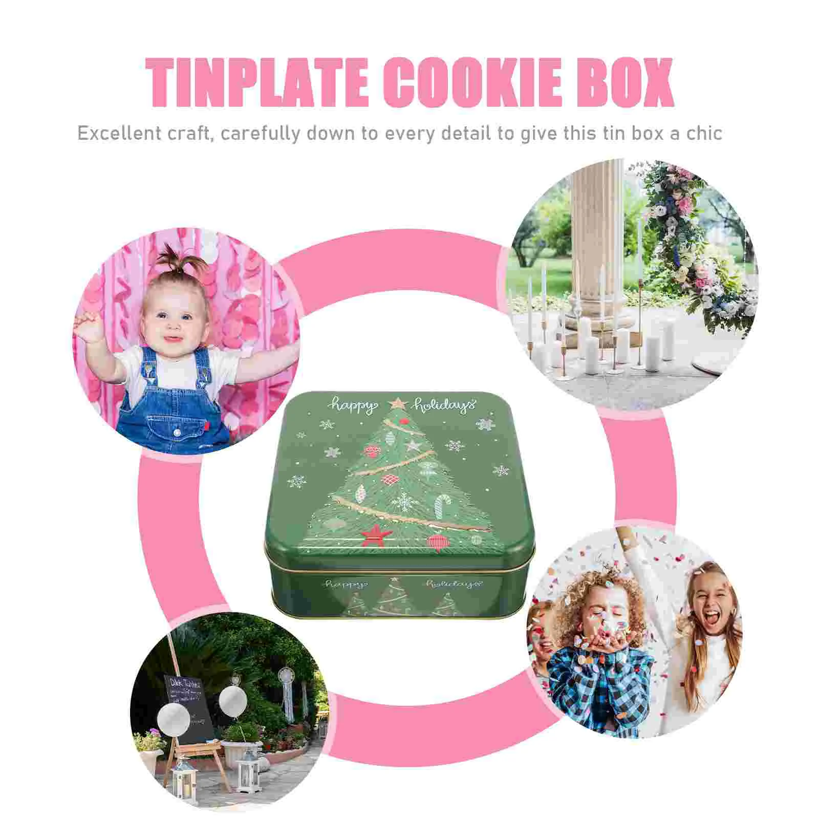 Christmas Candy Tin Biscuit Containers Tinplate Cookie Cookies Supplies Storage Cake Boxes Tins Holder