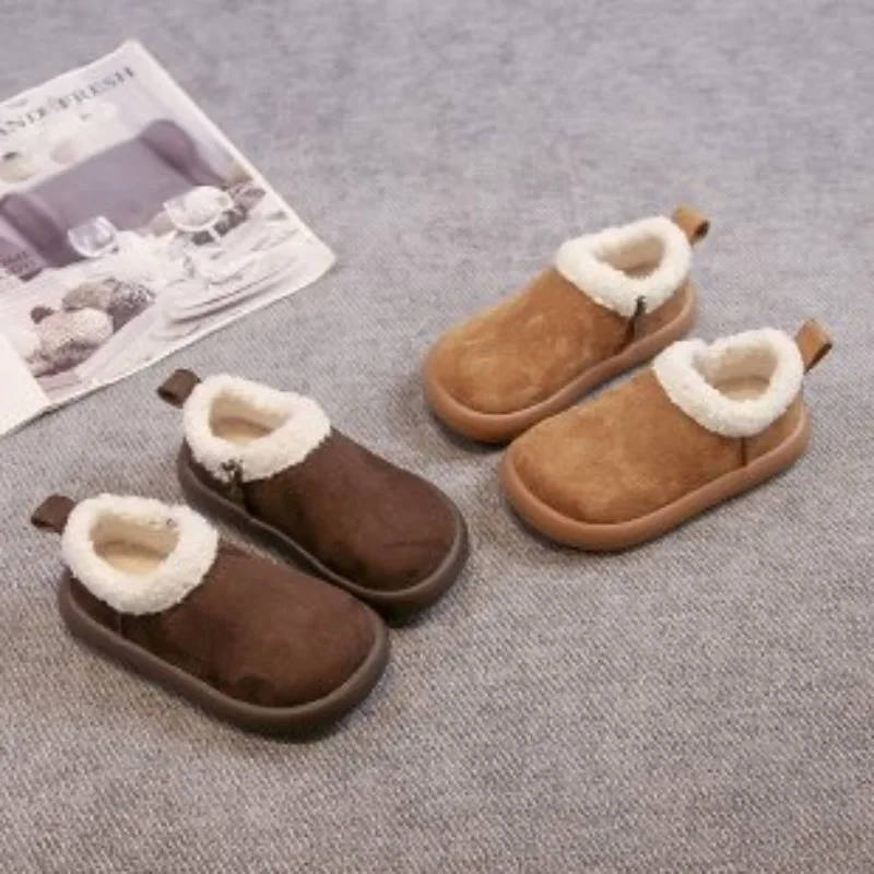 

2025 Fashion Girls' Ankle Boots Round Head Children's Outdoor Warm Cotton Boots Fashion Casual Children's Short Snow Boots