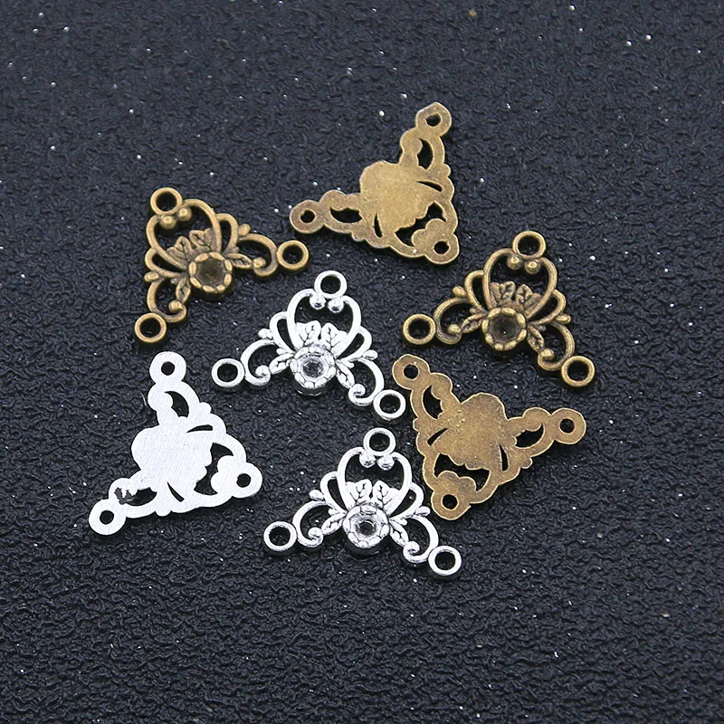 40Pcs 19*20MM 2 Color Charm Zinc Alloy Hollow Flowers Porous  Retro Connectors Linker DIYJewelry Accessorie Material Carft