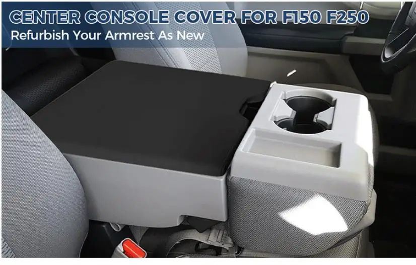 For Ford F150 F250 2015 2016 2017 2018 2019 Leather Armrest Box Cover Center Console Microfibre Leather Cover car interior
