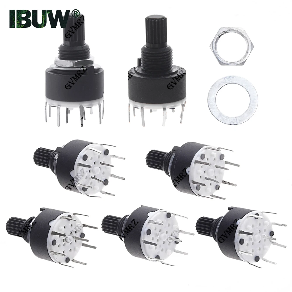 RS16 Rotary Switch 1P/2P 3-8 Position Selector Switch with Mounting Screw & Washer