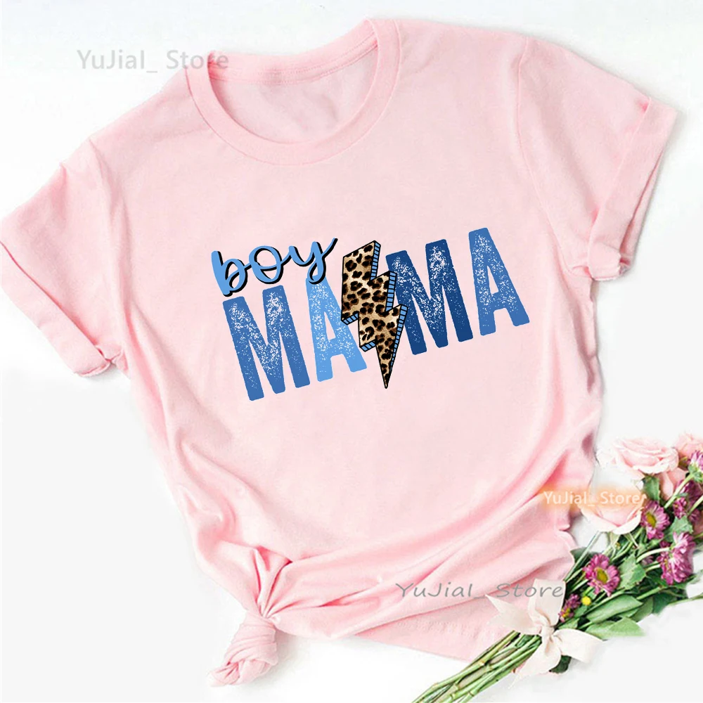

New Arrival 2024 Boy/Girl Mama Graphic Print T Shirt Girls Leopard Flowers Pink Tshirt Women Mother'S Day T-Shirt Female