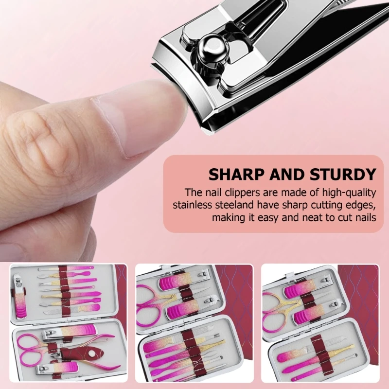 Manicure T4MB, pedicures, unghie, toelettatura professionale, strumenti per cura delle unghie con custodia da