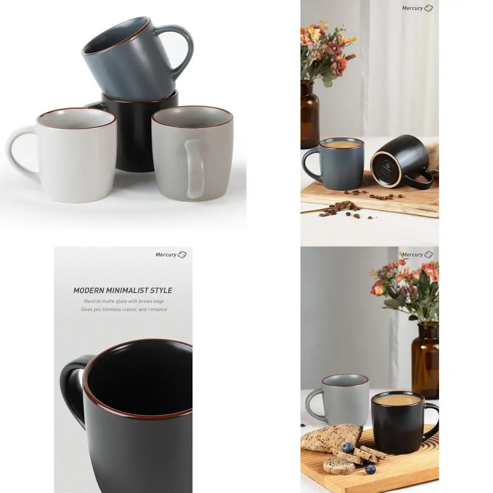 

Набор из 4 разноцветных кофейных кружек (13 унций) с ручками, идеально подходят для латте, чая, мокко, капучино