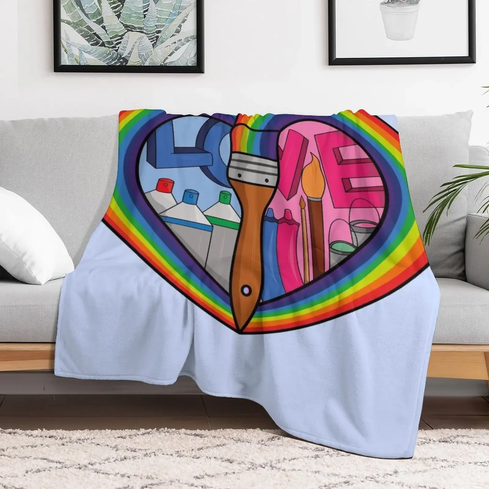 Creative Rainbow Heart - Awesome Painting And Drawing lovers Throw Blanket Decorative Soft Throw Blanket for Couch Sofa