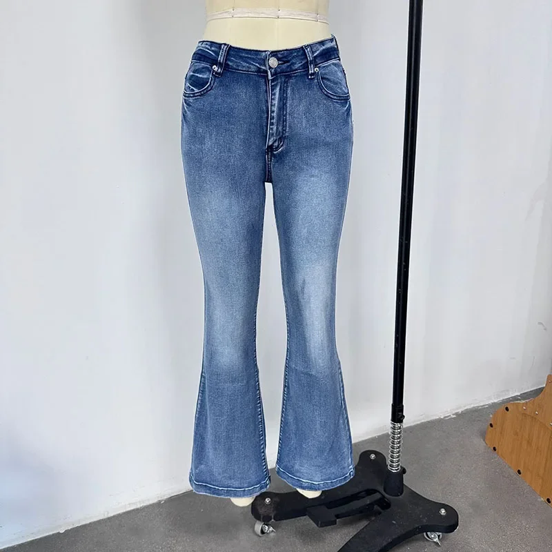 Y2K Vintage Flare Jeans for Women Sexy Low Rise Slim Fit Stretch Washed Denim Pants Harajuku Streetwear Wide Leg Jean Trousers