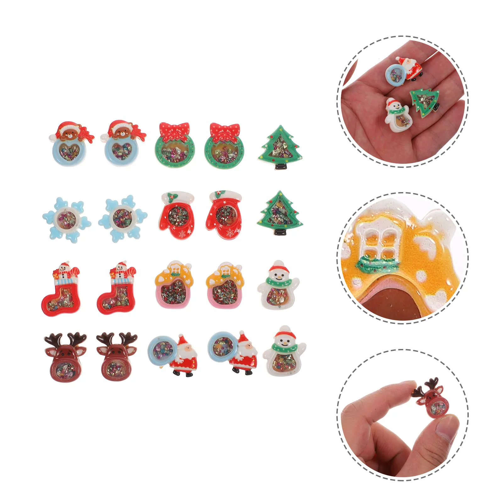 

20Pcs Christmas Resin Accessories DIY Mini Pendants Craft Materials for Hairpin Phone Case Decoration Handmade Festive Jewelry
