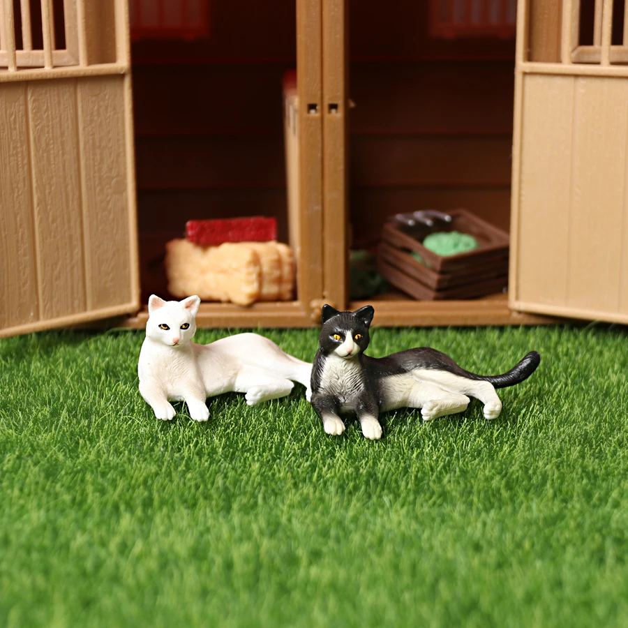 Realistic Plastic Cat Kitty Different Poses Figure Mini Cats Pet Model Figurines Cake Topper Kitten Toy Christmas Birthday Gift