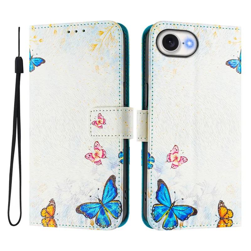 SE4 Leather Phone Case For iPhone SE 2024 3 2 6 S 7 8 Plus XR XS Max X Flip Cover Wallet Magnetic Painted Cases Cat Flower Bear