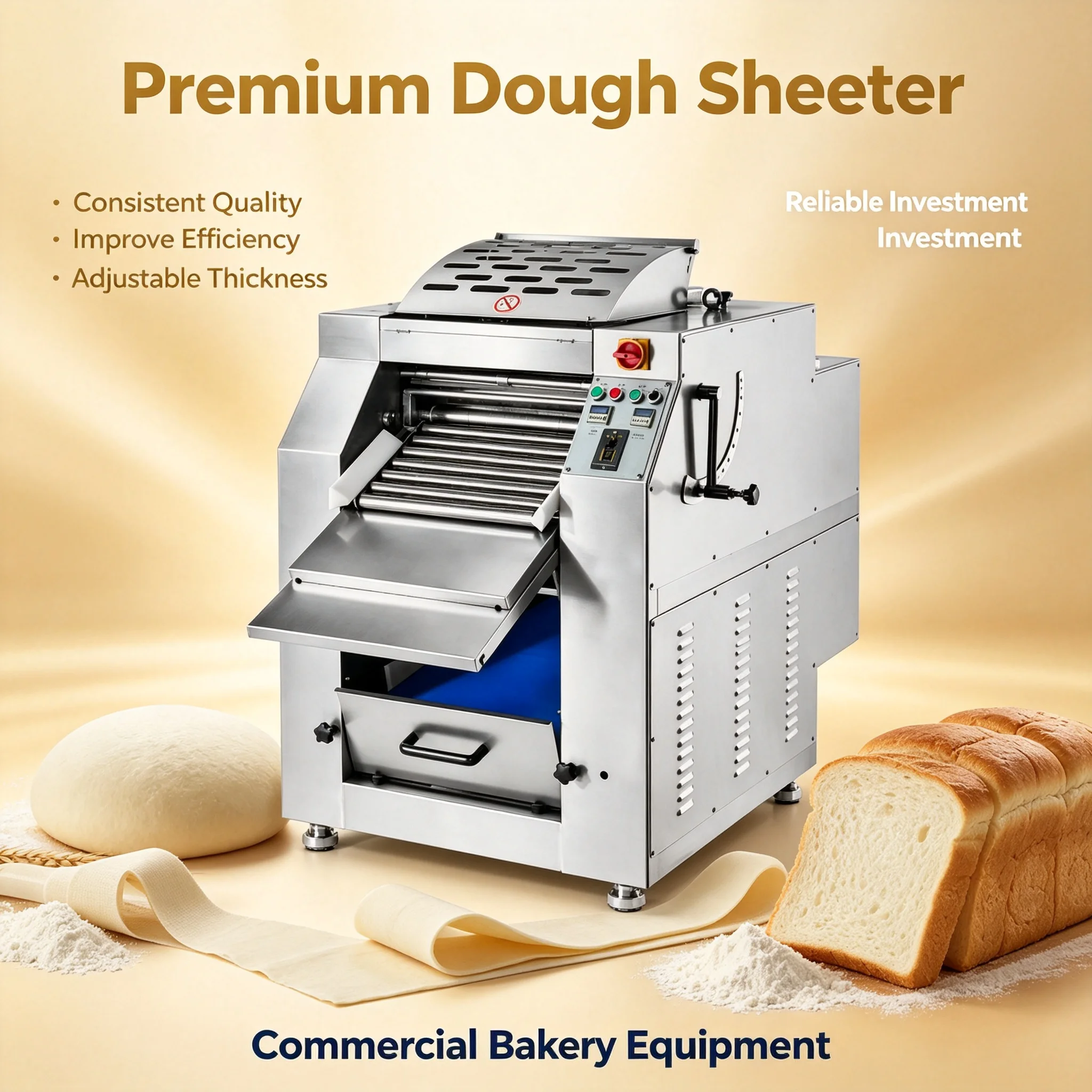 Dough Sheeter Adjustable Thickness Automatic Laminator For Bread Pastry Making Workshop Custom