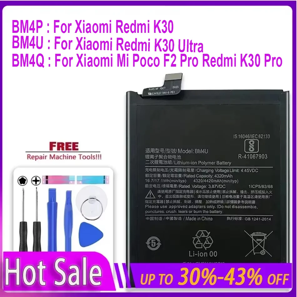 BM4P BM4U BM4Q Phone Battery for Xiaomi Redmi K30 Pro K30Pro Supreme Version Poco F2 Pro Batteries Bateria + Track Code