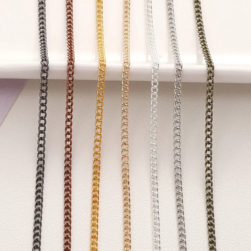 1/5M 1.3/1.6/2/2.5MM Seven Colors Copper-Clad Iron Chain Necklace Jewelry Making Discovery Handmade DIY Necklace Chain Materials