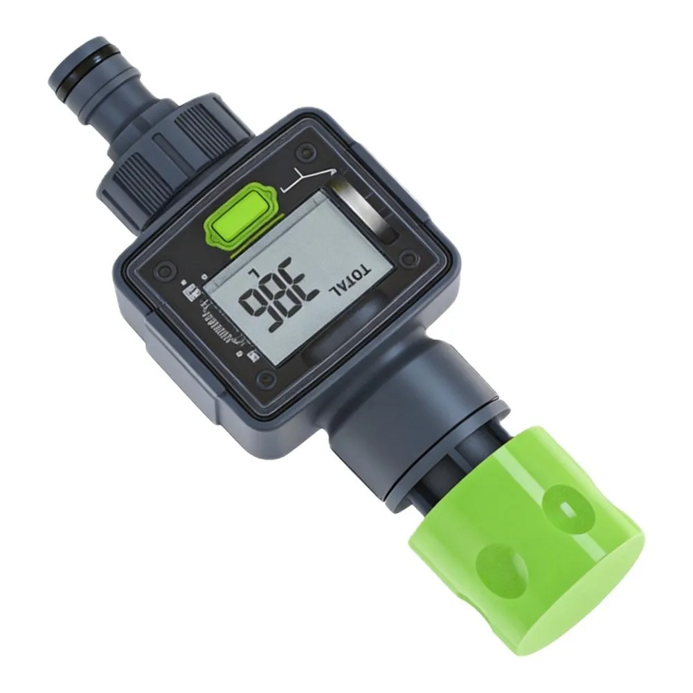 Water Flow Tracking Device for Garden Hoses Measuring in Gallons or Liters with Auto and Memory Retention Feature